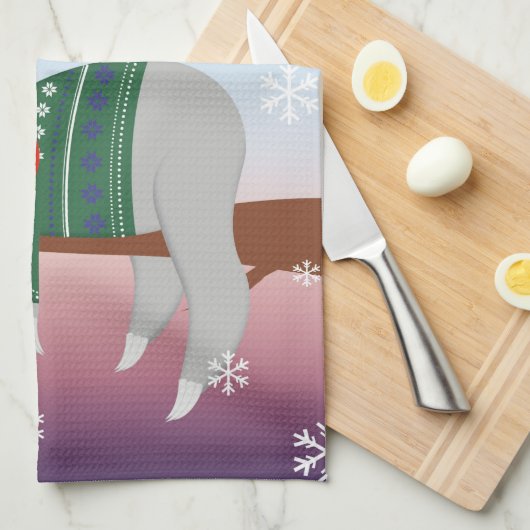 Frohe Weihnachten Sloth Geschirrtuch (Viertel Falte)