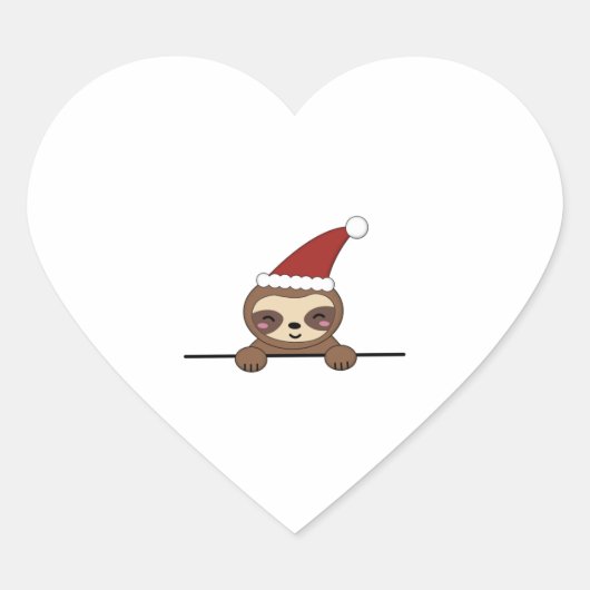 Frohe Weihnachten Sloth Herz-Aufkleber (Vorderseite)