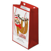 Frohe Weihnachten Sloth | Holidays Personalisiert Kleine Geschenktüte (Vorderseite Schrägansicht)