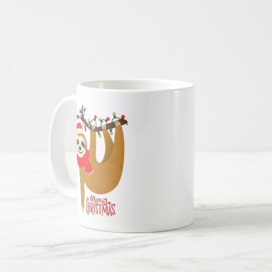 Frohe Weihnachten Sloth Kaffeetasse (Vorderseite Links)