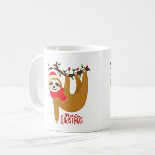 Frohe Weihnachten Sloth Kaffeetasse (Vorderseite Links)