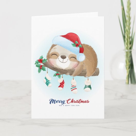 Frohe Weihnachten Sloth Karte (Vorderseite)