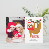 Frohe Weihnachten Sloth Personalisiertes Foto (Stehend Vorderseite)