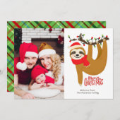 Frohe Weihnachten Sloth Personalisiertes Foto (Vorne/Hinten)