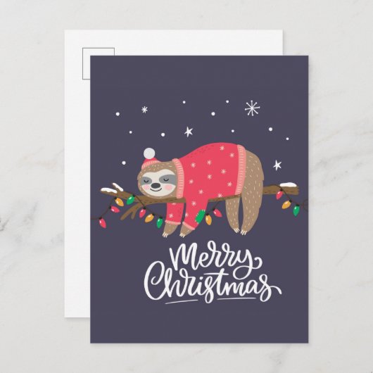 Frohe Weihnachten Sloth Postkarte (Vorne/Hinten)