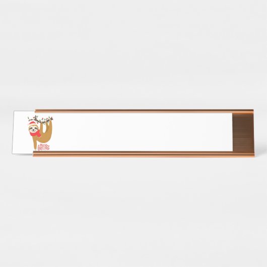 Frohe Weihnachten Sloth Schreibtischnamensplakette (Vorderseite )