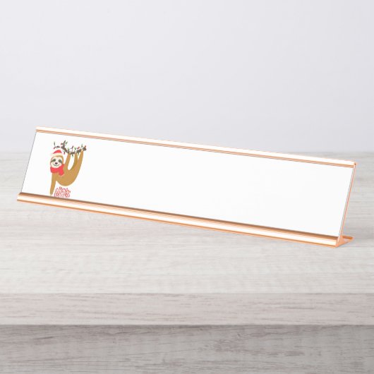 Frohe Weihnachten Sloth Schreibtischnamensplakette (Vorderseite )