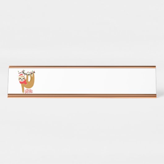 Frohe Weihnachten Sloth Schreibtischnamensplakette (Vorderseite )