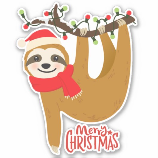 Frohe Weihnachten Sloth | Urlaub Aufkleber (Vorderseite)