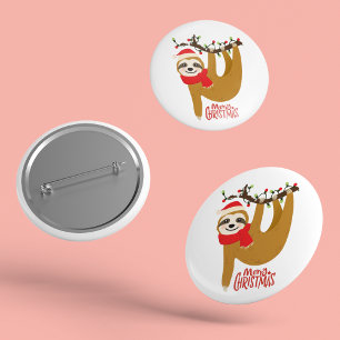 Frohe Weihnachten Sloth   Urlaub Button