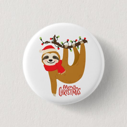 Frohe Weihnachten Sloth | Urlaub Button (Vorderseite)