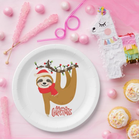 Frohe Weihnachten Sloth | Urlaub Pappteller (Party)