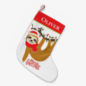 Frohe Weihnachten Sloth | Urlaub Personalisiert Kleiner Weihnachtsstrumpf (Vorderansicht (hängend))