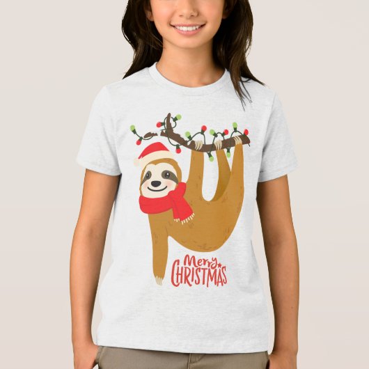 Frohe Weihnachten Sloth | Urlaub Tri-Blend Shirt (Vorderseite)