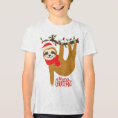 Frohe Weihnachten Sloth | Urlaub Tri-Blend Shirt (Vorderseite)