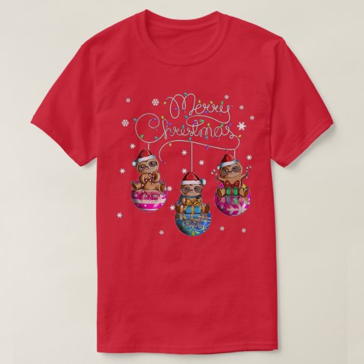 Frohe Weihnachten Sloth Weihnachts Ball Motif Chri T-Shirt (Design vorne)