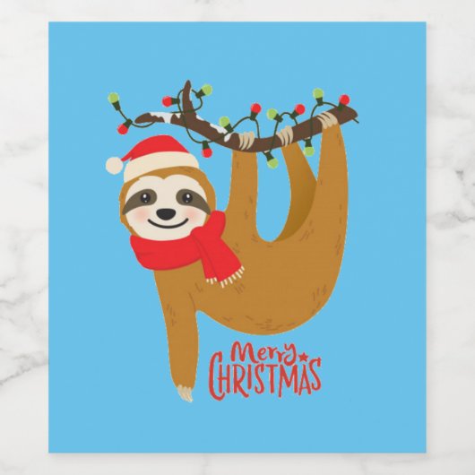 Frohe Weihnachten Sloth Weinetikett (Einzelnes Label)
