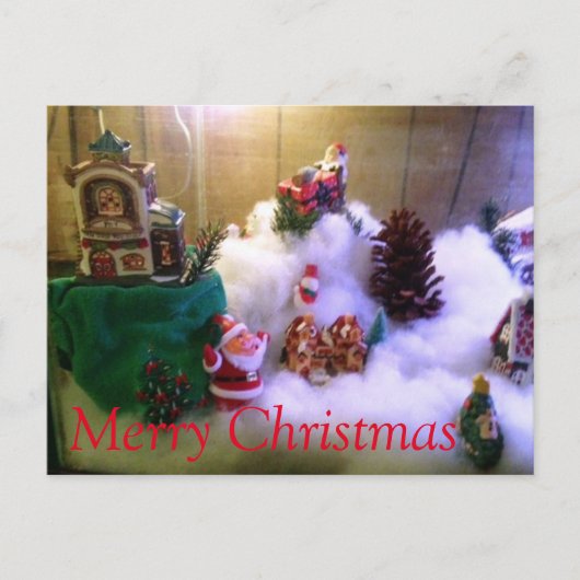 Frohe Weihnachten ~ Snow Village Postcard Postkarte (Vorderseite)