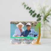 Frohe Weihnachten Snowbird Funny Palm Tree Card (Stehend Vorderseite)