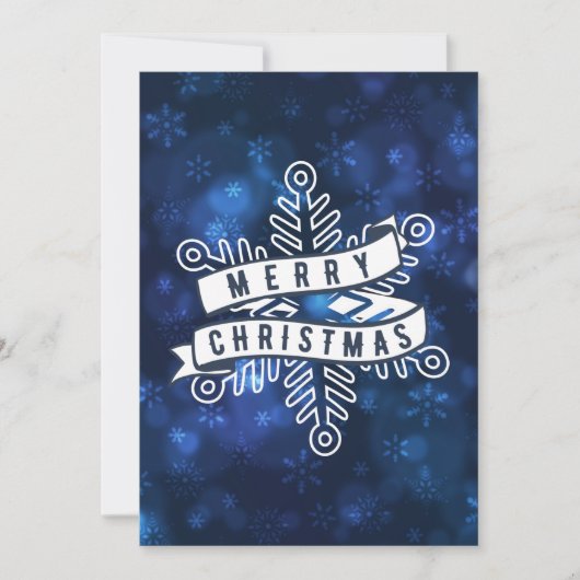 Frohe Weihnachten Snowflake Banner Blue Bokeh (Vorderseite)