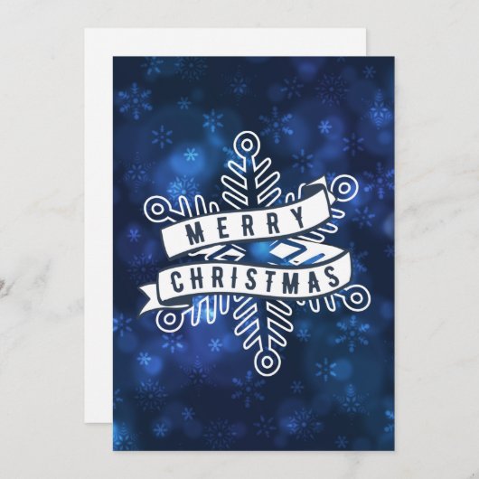 Frohe Weihnachten Snowflake Banner Blue Bokeh (Vorne/Hinten)