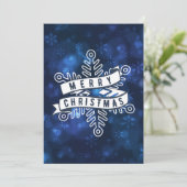 Frohe Weihnachten Snowflake Banner Blue Bokeh (Stehend Vorderseite)