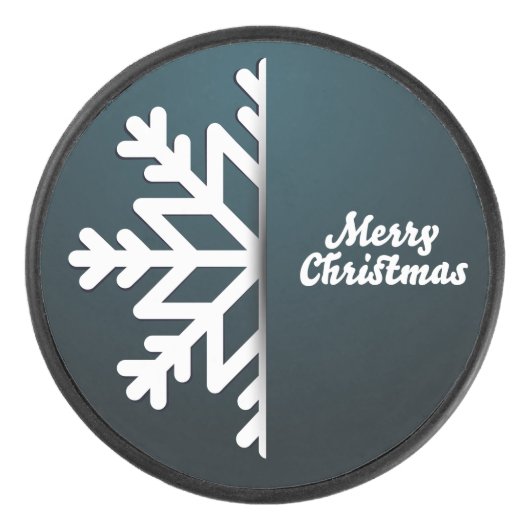 Frohe Weihnachten Snowflake Blue Eishockey Puck (Vorderseite)