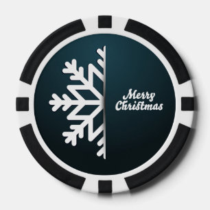 Frohe Weihnachten Snowflake Blue Pokerchips