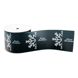 Frohe Weihnachten Snowflake Blue Ripsband