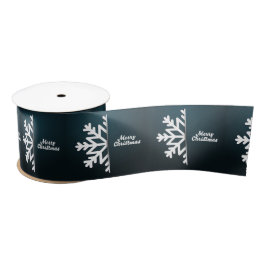 Frohe Weihnachten Snowflake Blue Satinband