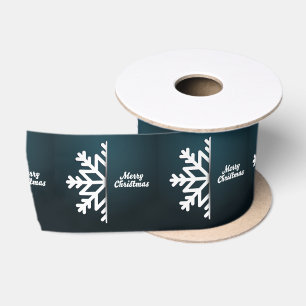 Frohe Weihnachten Snowflake Blue Satinband