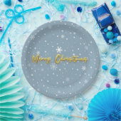 Frohe Weihnachten Snowflake Moderne Pastel Blau Pappteller (Party)