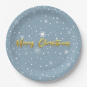 Frohe Weihnachten Snowflake Moderne Pastel Blau Pappteller (Vorderseite)