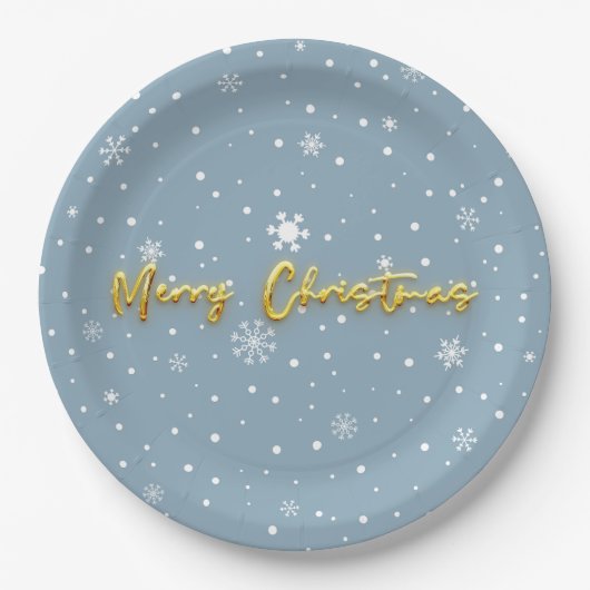 Frohe Weihnachten Snowflake Moderne Pastel Blau Pappteller (Vorderseite)