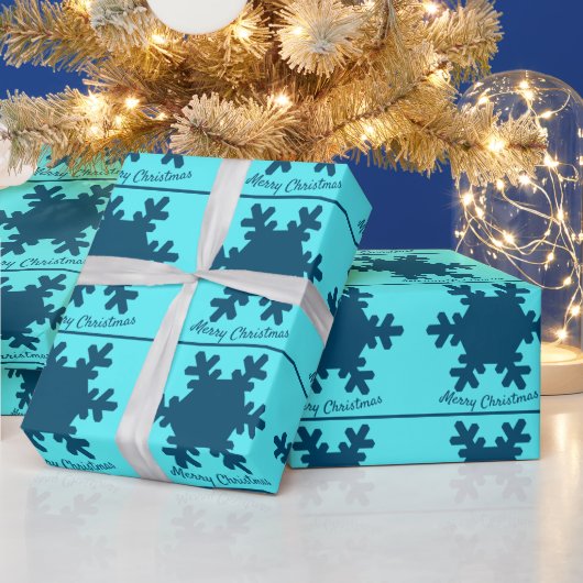 Frohe Weihnachten Snowflake Muster Blau Niedlich T Geschenkpapier (Feiertage)