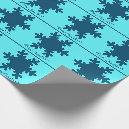 Frohe Weihnachten Snowflake Muster Blau Niedlich T Geschenkpapier (Ecke)