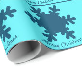 Frohe Weihnachten Snowflake Muster Blau Niedlich T Geschenkpapier (Rolleneckpunkt)