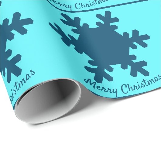 Frohe Weihnachten Snowflake Muster Blau Niedlich T Geschenkpapier (Rolleneckpunkt)