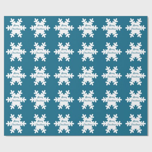 Frohe Weihnachten Snowflake Muster Blue White 2022 Geschenkpapier (Flach)