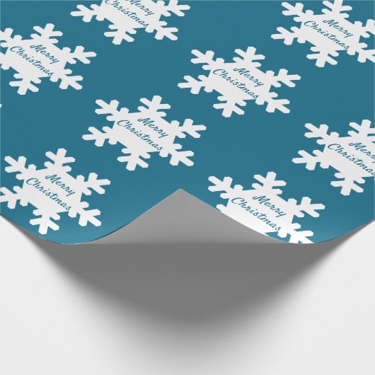 Frohe Weihnachten Snowflake Muster Blue White 2022 Geschenkpapier (Ecke)