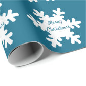 Frohe Weihnachten Snowflake Muster Blue White 2022 Geschenkpapier (Rolleneckpunkt)