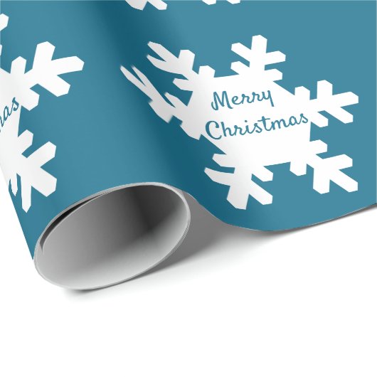 Frohe Weihnachten Snowflake Muster Blue White 2022 Geschenkpapier (Rolleneckpunkt)