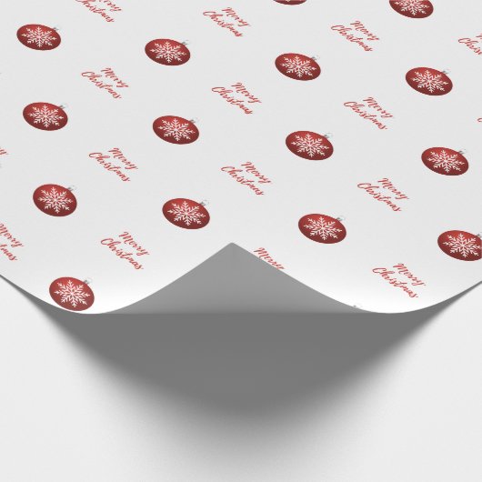 Frohe Weihnachten Snowflake Ornament Rot und Weiß Geschenkpapier (Ecke)