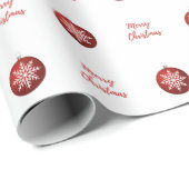 Frohe Weihnachten Snowflake Ornament Rot und Weiß Geschenkpapier (Rolleneckpunkt)