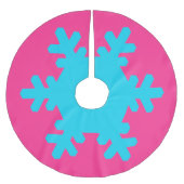 Frohe Weihnachten Snowflake Patterns Blue Pink Polyester Weihnachtsbaumdecke (Vorderseite)