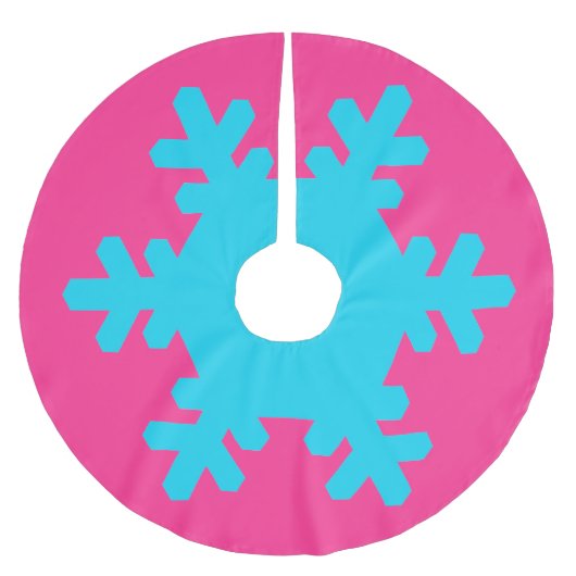 Frohe Weihnachten Snowflake Patterns Blue Pink Polyester Weihnachtsbaumdecke (Vorderseite)
