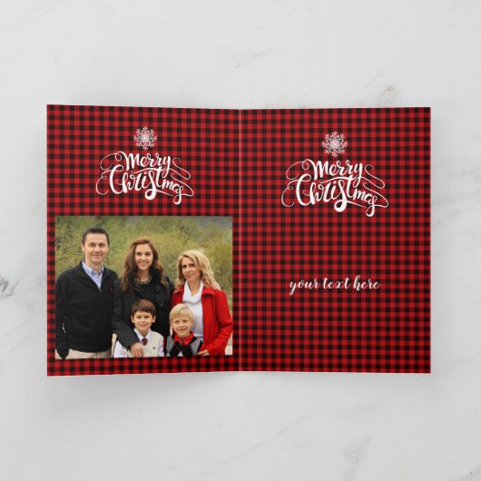 Frohe Weihnachten Snowflake Red Buffalo Foto (Innenseite)