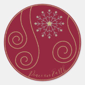 Frohe Weihnachten "Snowflake" Stickers Runde (Vorderseite)