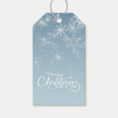 Frohe Weihnachten Snowflakes Blue Holiday Geschenkanhänger (Vorderseite)