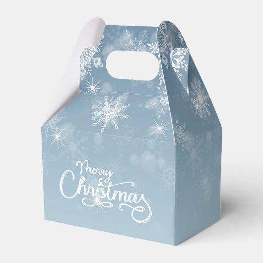 Frohe Weihnachten Snowflakes Blue Holiday Geschenkschachtel (Vorderseite)